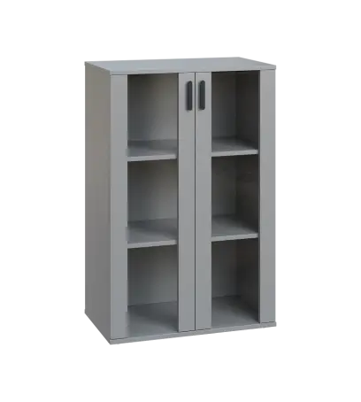 LN 3 - 7S kancelářská skříň, 2-dveřová, prosklená, 1107x720x400, šedá